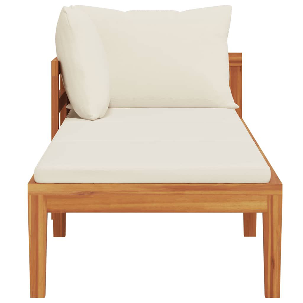 vidaXL Sun Lounger with 1 Armrest Cream White Solid Acacia Wood