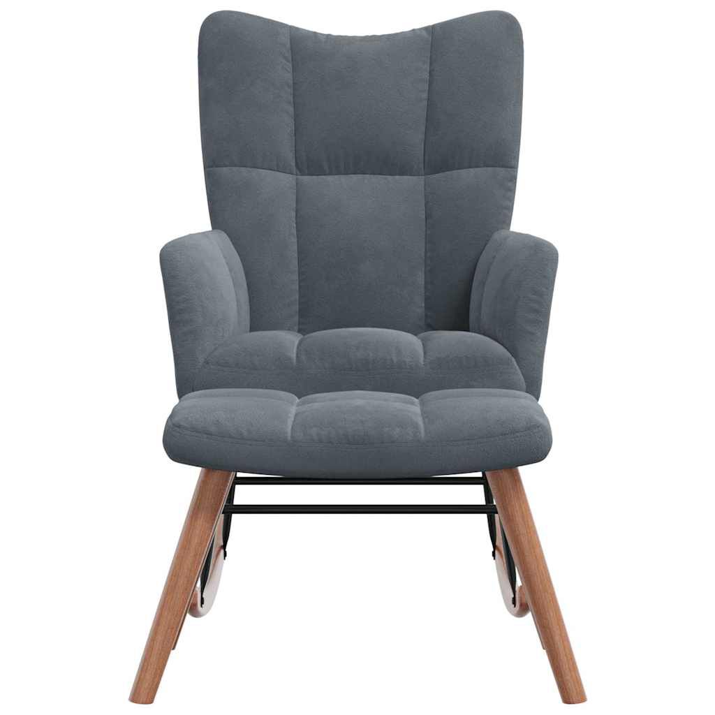 vidaXL Rocking Chair with a Stool Dark Grey Velvet