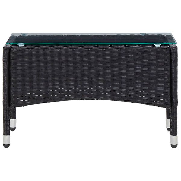 vidaXL 2 Piece Garden Lounge Set with Cushion Poly Rattan Black
