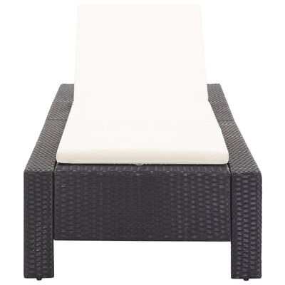 vidaXL Sunbed with Cushion Black Poly Rattan, black and white vidaXL Sunbed with Cushion Black Poly Rattan