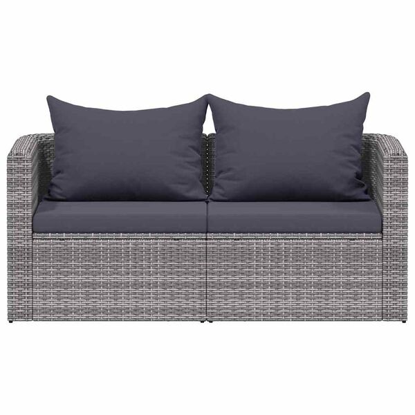 vidaXL Garden Corner Sofas 2 pcs Grey Poly Rattan
