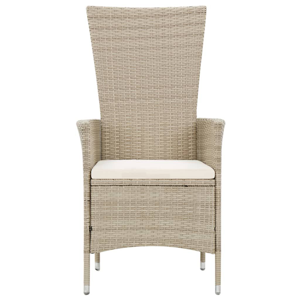 vidaXL 9 Piece Outdoor Dining Set with Cushions Poly Rattan Beige