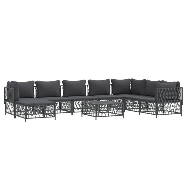 vidaXL 9 Piece Garden Lounge Set with Cushions Anthracite Steel
