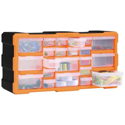 vidaXL Multi-drawer Organiser with 22 Drawers 49x16x25.5 cm, orange and black vidaXL Multi-drawer Organiser with 22 Drawers 49x16x25.5 cm