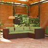 vidaXL 4 Piece Garden Lounge Set with Cushions Poly Rattan Brown