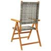 vidaXL Reclining Garden Chairs 4 pcs Grey Poly Rattan and Solid Wood