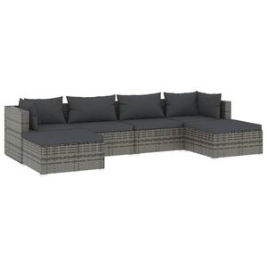 vidaXL 6 Piece Garden Lounge Set with Cushions Poly Rattan Grey