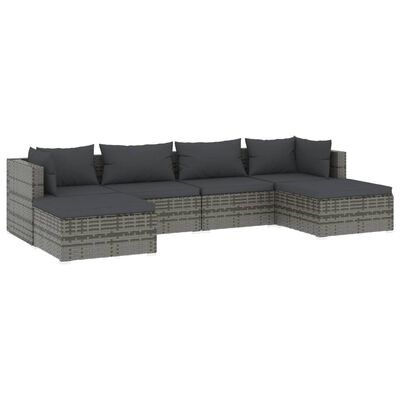 vidaXL 6 Piece Garden Lounge Set with Cushions Poly Rattan Grey, grey and anthracite vidaXL 6 Piece Garden Lounge Set with Cushions Poly Rattan Grey