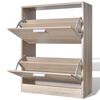 vidaXL Oak Look Wooden Shoe Cabinet with 2 Compartments
