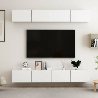 vidaXL TV Cabinets 4 pcs White 100x30x30 cm Engineered Wood, white vidaXL TV Cabinets 4 pcs White 100x30x30 cm Engineered Wood