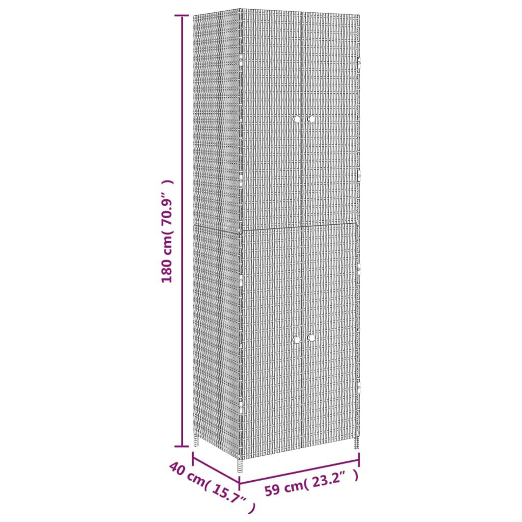 vidaXL Garden Storage Cabinet Black 59x40x180 cm Poly Rattan