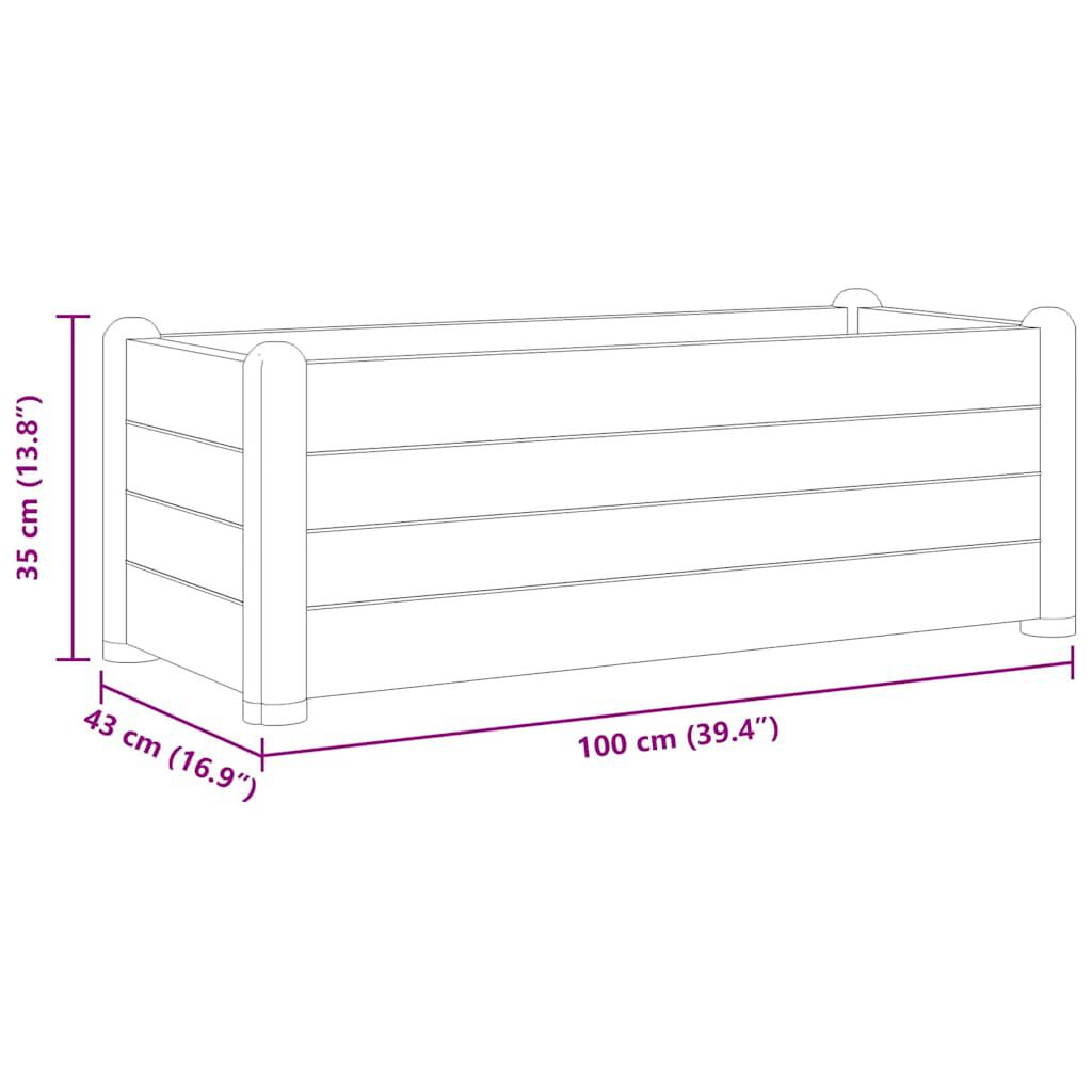 vidaXL Garden Raised Bed PP White 100x43x35 cm