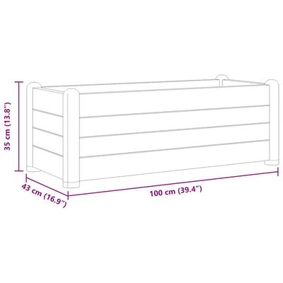 vidaXL Garden Raised Bed PP White 100x43x35 cm, white vidaXL Garden Raised Bed PP White 100x43x35 cm
