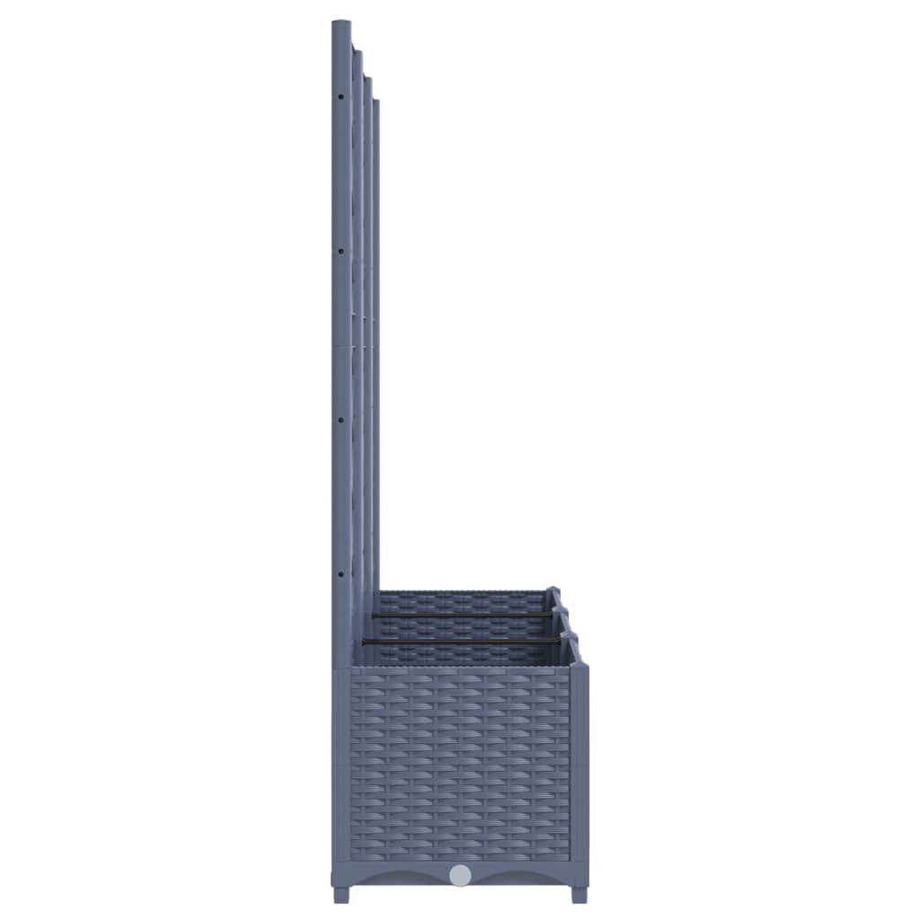 vidaXL Garden Planter with Trellis Blue Grey 120x40x136 cm PP