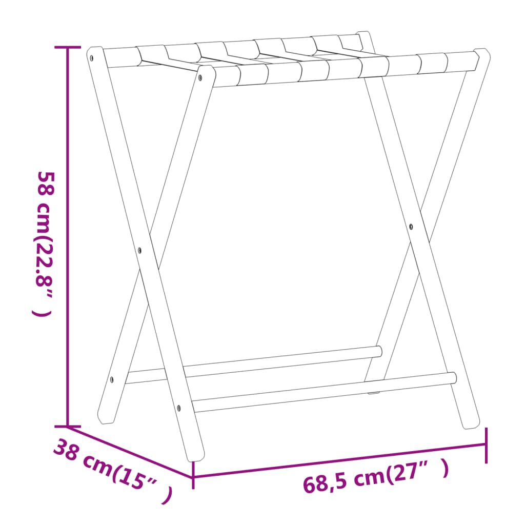 vidaXL Luggage Rack 68.5x38x58 cm Bamboo