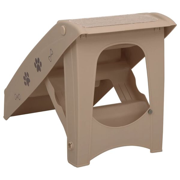 vidaXL Folding Dog Stairs Brown 62x40x49.5 cm