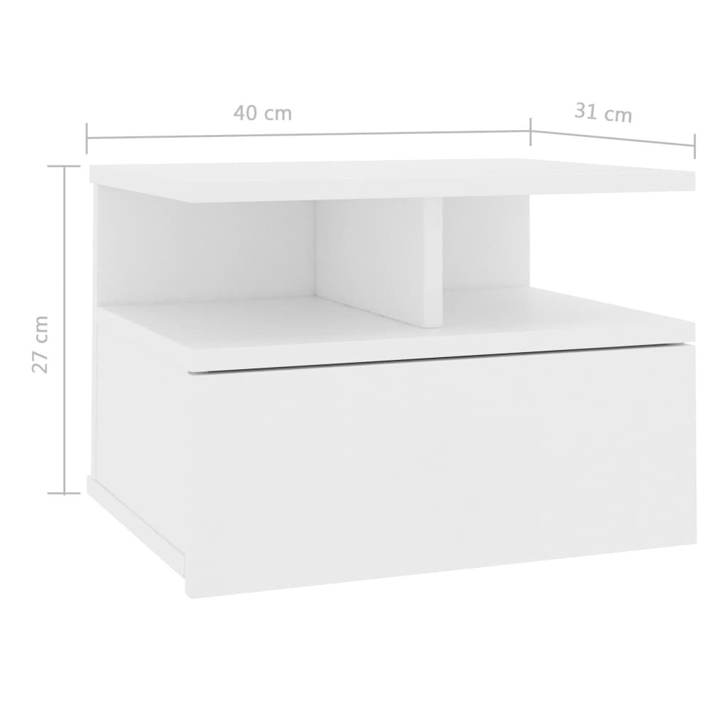 vidaXL Floating Nightstands 2 pcs White 40x31x27cm Engineered Wood