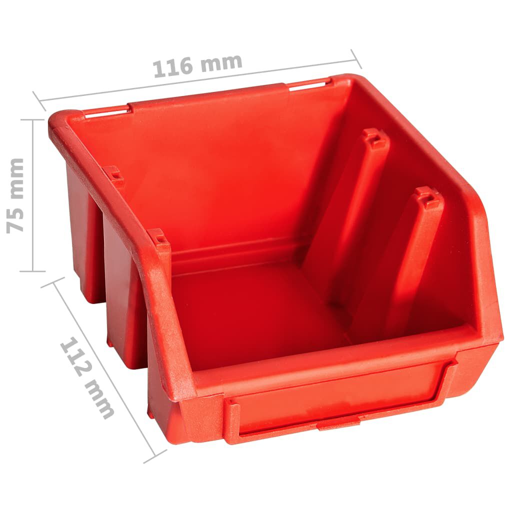 vidaXL 32 Piece Storage Bin Kit with Wall Panels Red and Black