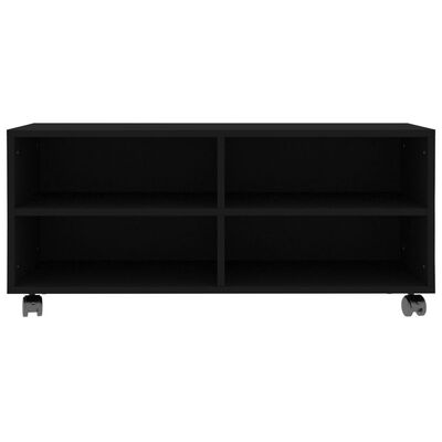vidaXL TV Cabinet with Castors Black 90x35x35 cm Engineered Wood, black vidaXL TV Cabinet with Castors Black 90x35x35 cm Engineered Wood