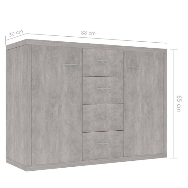 vidaXL Sideboard Concrete Grey 88x30x65 cm Engineered Wood