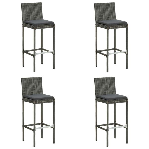 vidaXL 5 Piece Outdoor Bar Set with Cushions Poly Rattan Grey