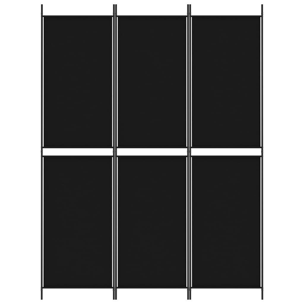 vidaXL 3-Panel Room Divider Black 150x200 cm Fabric