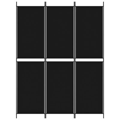 vidaXL 3-Panel Room Divider Black 150x200 cm Fabric, black vidaXL 3-Panel Room Divider Black 150x200 cm Fabric