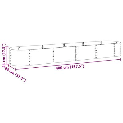vidaXL Garden Raised Bed 400x80x44 cm Galvanised Steel Grey, grey vidaXL Garden Raised Bed 400x80x44 cm Galvanised Steel Grey