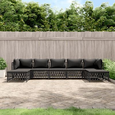 vidaXL 7 Piece Garden Lounge Set with Cushions Anthracite Steel, anthracite vidaXL 7 Piece Garden Lounge Set with Cushions Anthracite Steel
