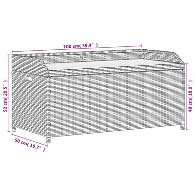 vidaXL Storage Bench Grey 100x50x52 cm Poly Rattan and Acacia Wood, grey vidaXL Storage Bench Grey 100x50x52 cm Poly Rattan and Acacia Wood