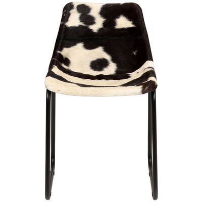 vidaXL Dining Chairs 2 pcs Genuine Goat Leather, black and white vidaXL Dining Chairs 2 pcs Genuine Goat Leather