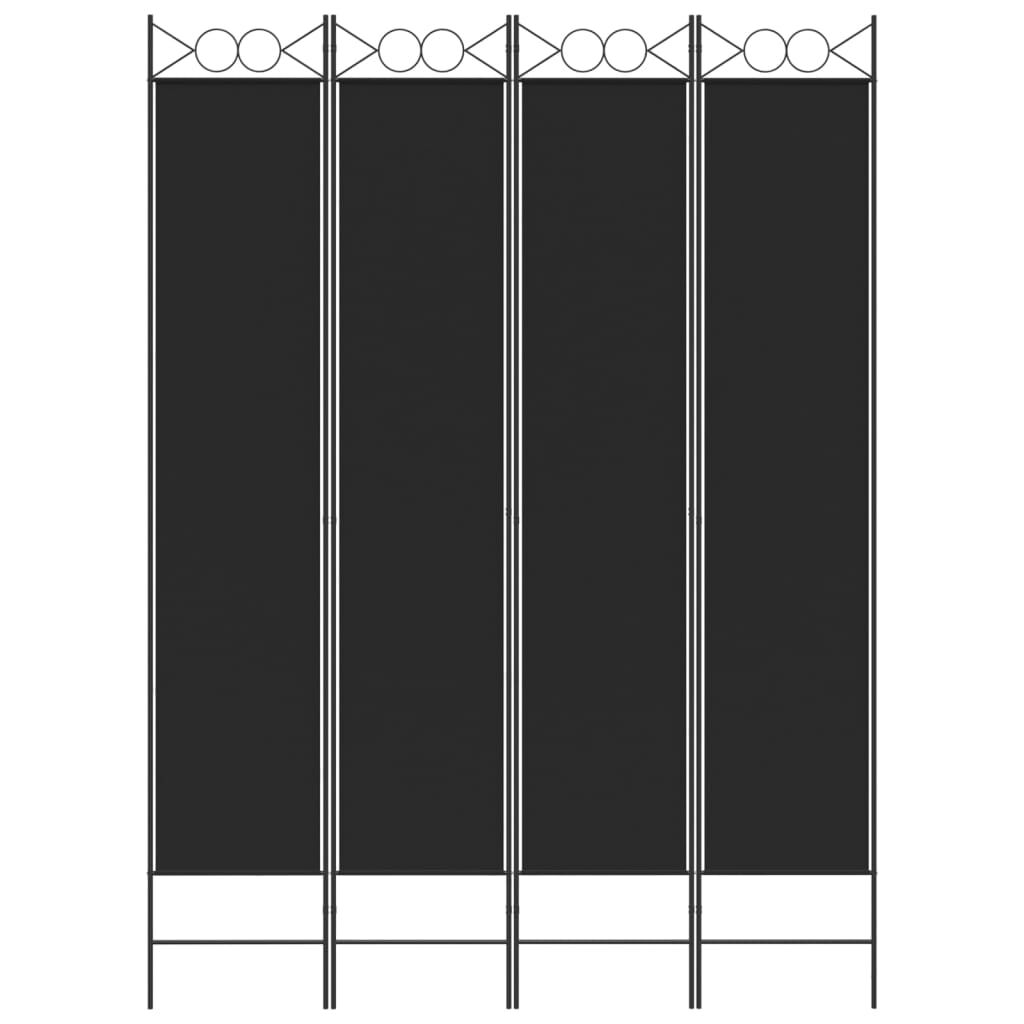 vidaXL 4-Panel Room Divider Black 160x220 cm Fabric