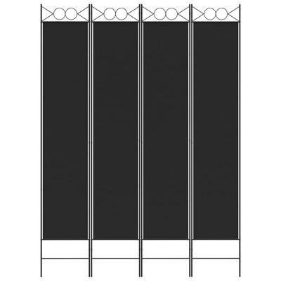 vidaXL 4-Panel Room Divider Black 160x220 cm Fabric, black vidaXL 4-Panel Room Divider Black 160x220 cm Fabric