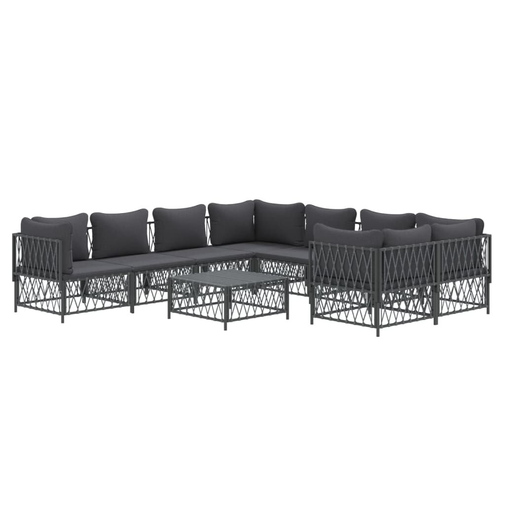 vidaXL 9 Piece Garden Lounge Set with Cushions Anthracite Steel