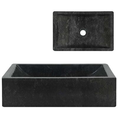 vidaXL Sink 45x30x12 cm Marble High Gloss Black, black vidaXL Sink 45x30x12 cm Marble High Gloss Black