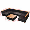 vidaXL 7 Piece Garden Lounge Set with Cushions Poly Rattan Black