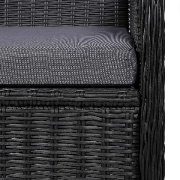 vidaXL Outdoor Chairs with Cushions 2 pcs Poly Rattan Black