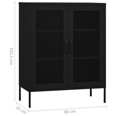 vidaXL Storage Cabinet Black 80x35x101.5 cm Steel, black vidaXL Storage Cabinet Black 80x35x101.5 cm Steel