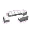 vidaXL 9 Piece Garden Lounge Set with Cushions Poly Rattan Grey