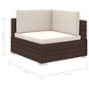 vidaXL 8 Piece Garden Lounge Set with Cushions Poly Rattan Brown