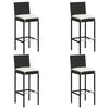 vidaXL 5 Piece Garden Bar Set with Cushions Poly Rattan Black