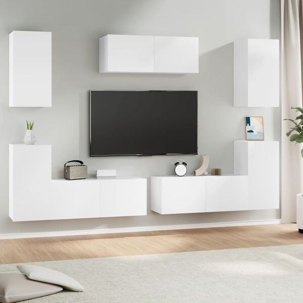 vidaXL 7 Piece TV Cabinet Set White Engineered Wood