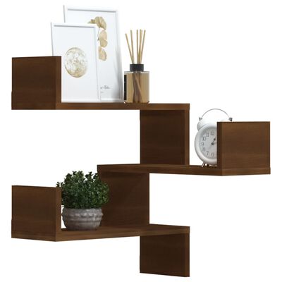 vidaXL Wall Corner Shelves 2 pcs Brown Oak 40x40x50 cm Engineered Wood, brown oak vidaXL Wall Corner Shelves 2 pcs Brown Oak 40x40x50 cm Engineered Wood