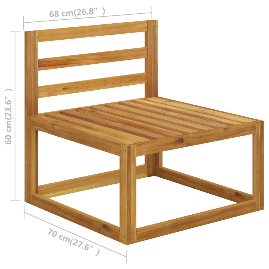vidaXL 3 Piece Garden Lounge Set with Cream Cushions Solid Acacia Wood