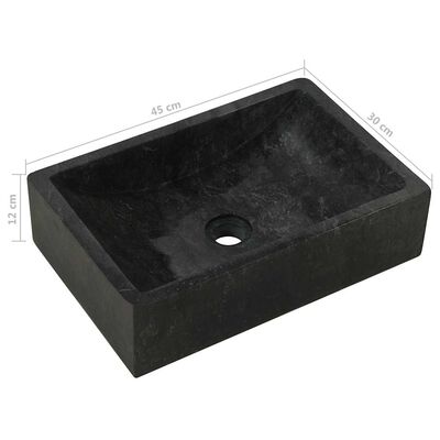 vidaXL Sink 45x30x12 cm Marble High Gloss Black, black vidaXL Sink 45x30x12 cm Marble High Gloss Black