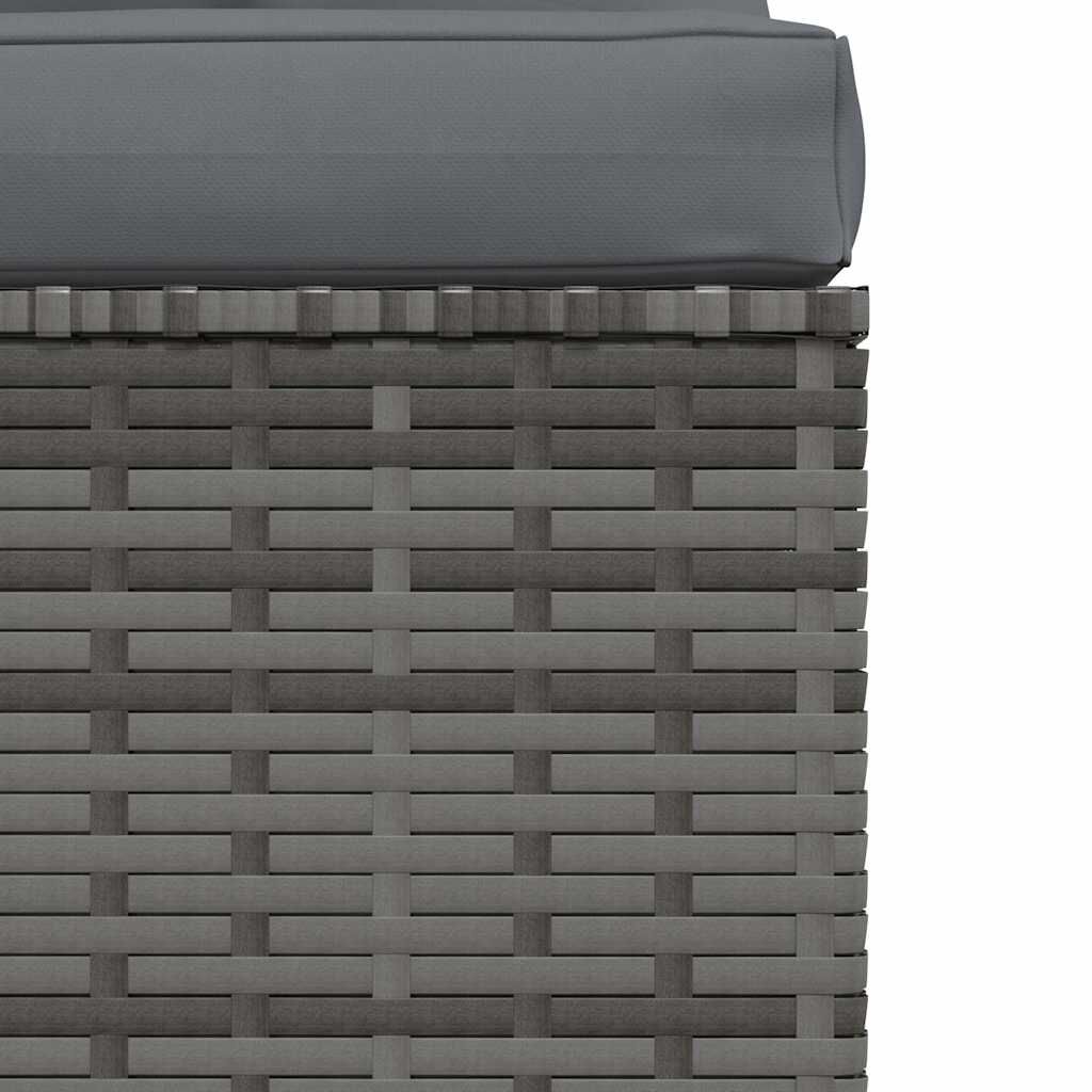 vidaXL Garden Middle Sofa with Cushions Grey Poly Rattan