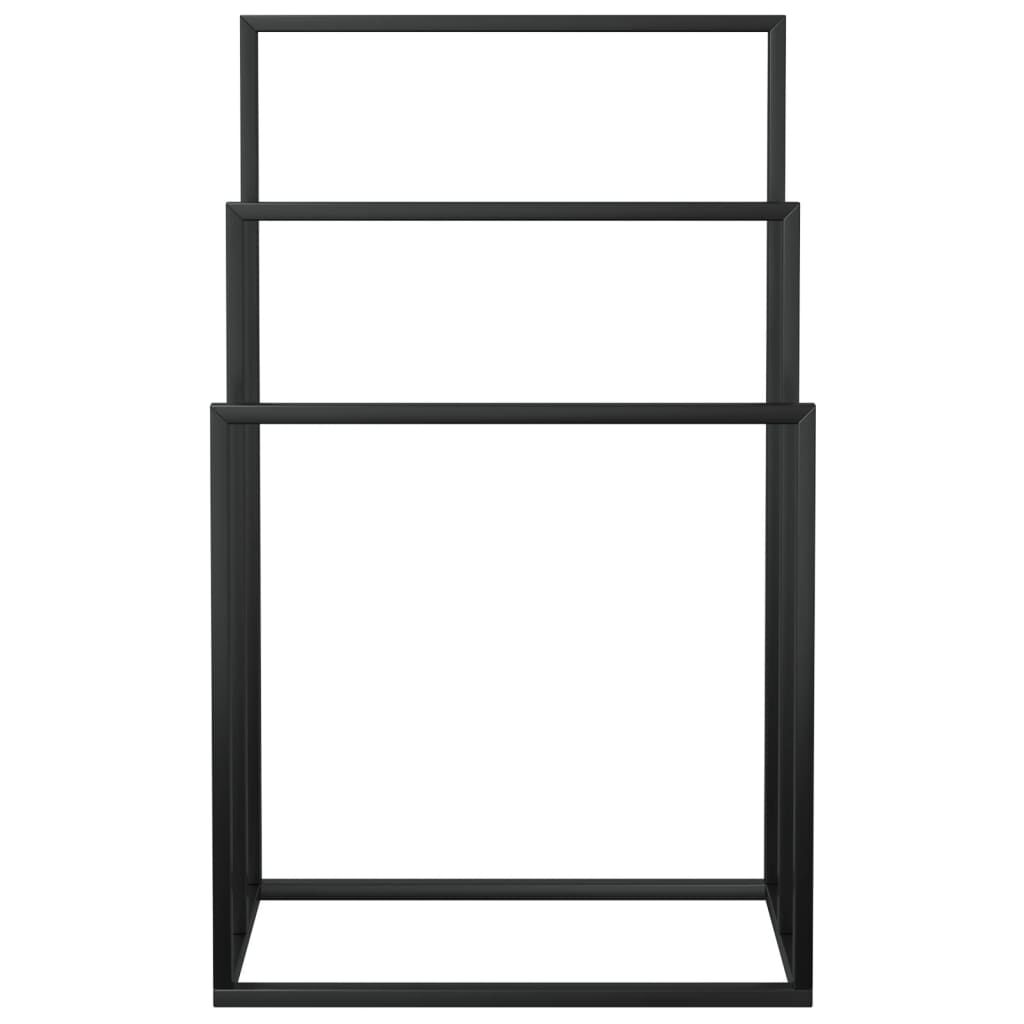 vidaXL Freestanding Towel Rack Black 48x24x79 cm Iron