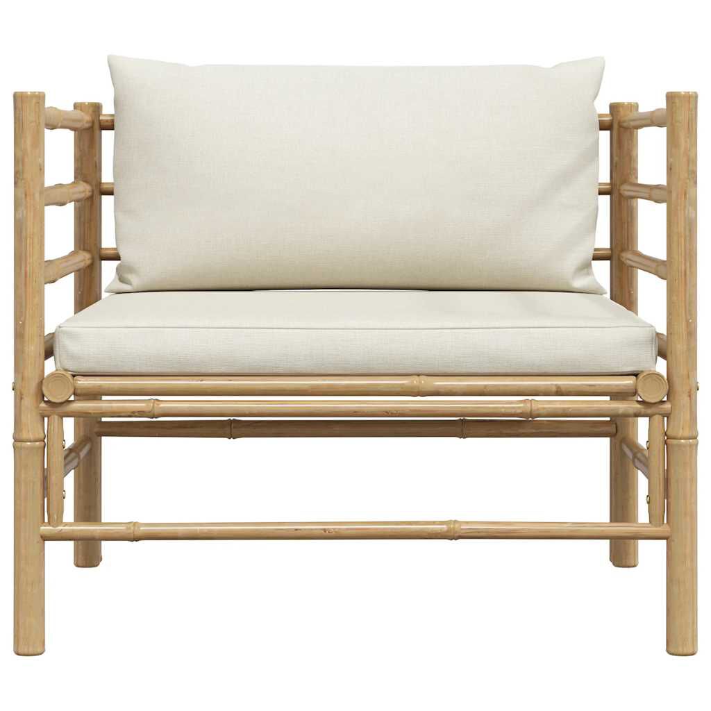 vidaXL Garden Sofa with Cream White Cushions Bamboo