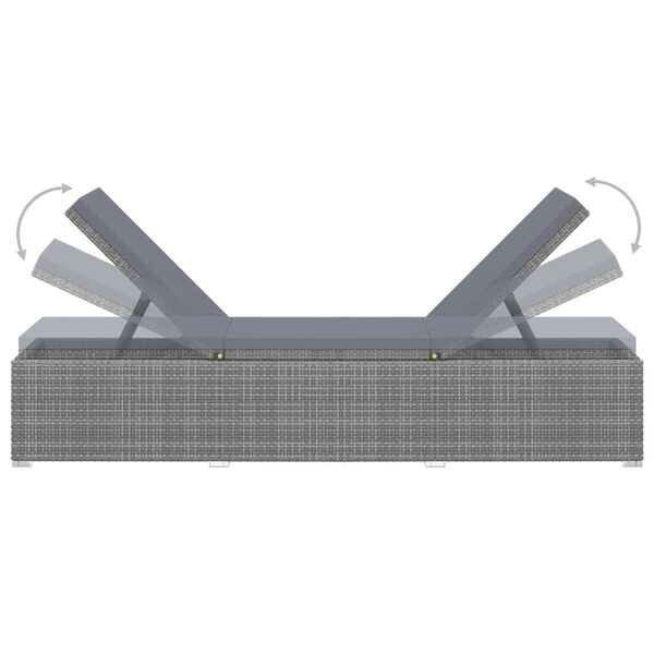 vidaXL Sun Lounger with Cushion Poly Rattan Grey