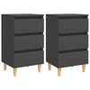 vidaXL Bed Cabinets with Solid Wood Legs 2 pcs Grey 40x35x69 cm